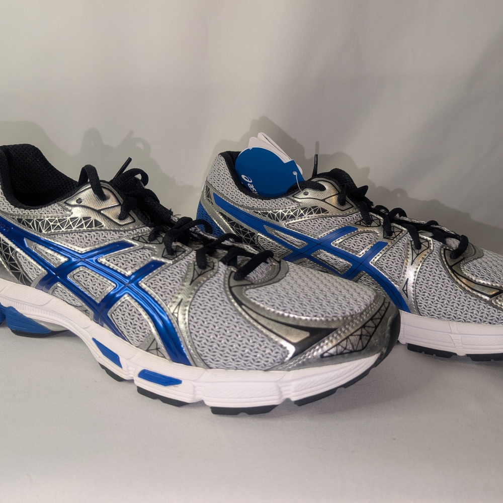 Asics Silver Gray and Blue Athletic Running Shoes